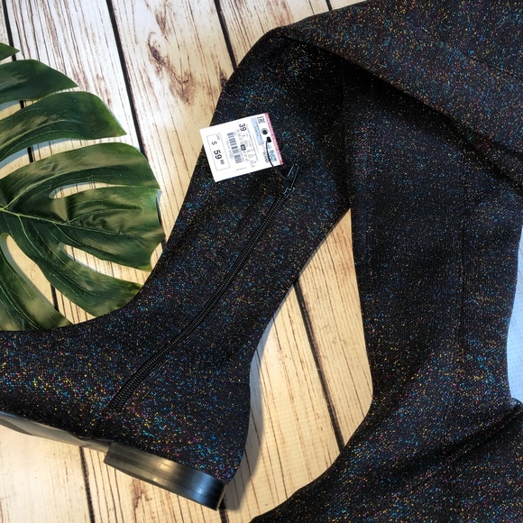 ZARA RAINBOW GLITTER OVER THE KNEE SOCK BOOTS - Picture 2 of 5